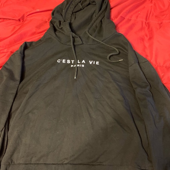 Slogan Print Drawstring Hoodie - Picture 2 of 2